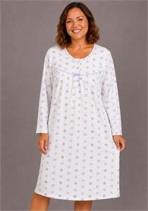 Ladies Thermal Brushed Floral 40" Microfleece Long Sleeve Nightdress